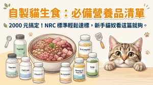 😺 自製貓生食超簡單！NRC 營養補給清單：2000元搞定好幾年份？