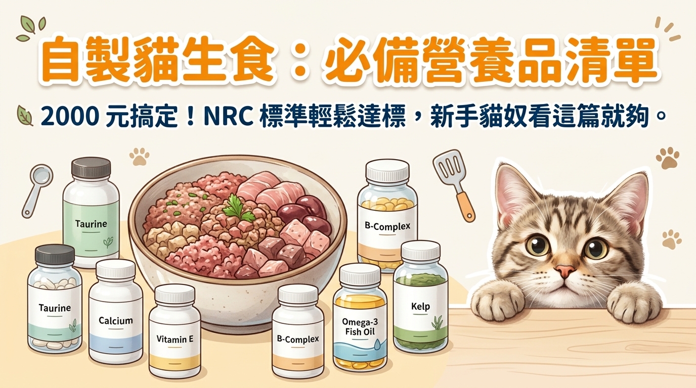 😺 自製貓生食超簡單！NRC 營養補給清單：2000元搞定好幾年份？