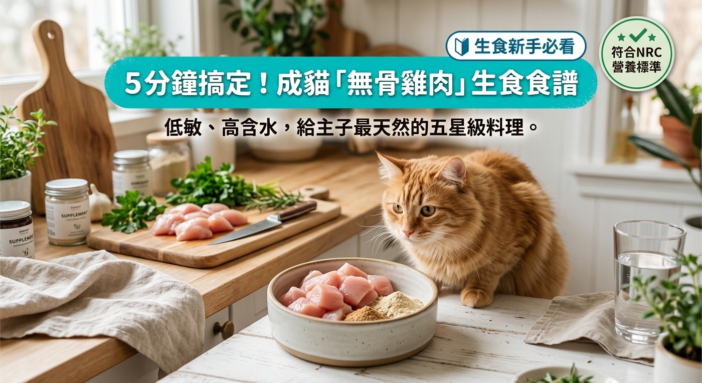 🍗 貓咪私廚上菜！超簡單「無骨雞肉生食」食譜大公開 🐈